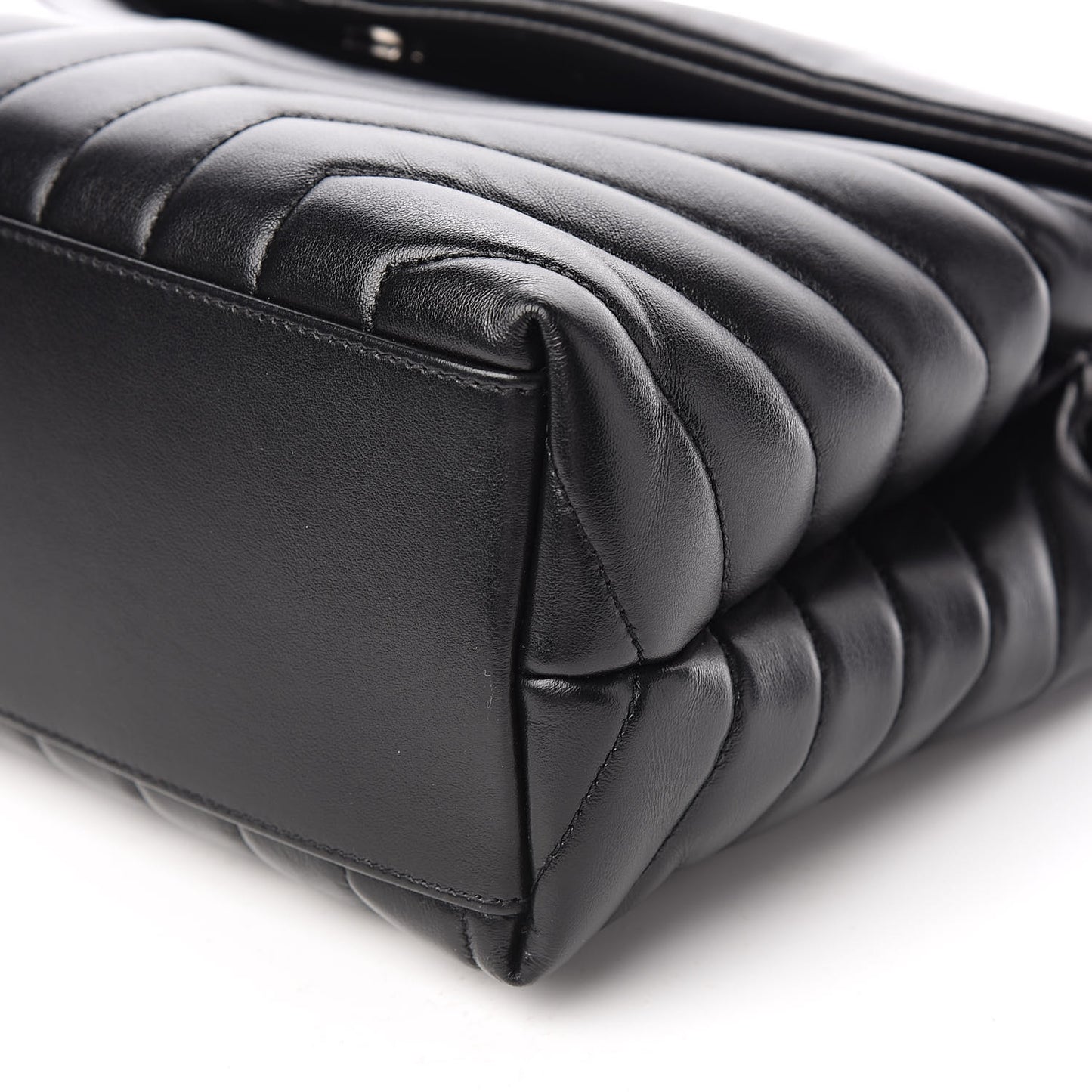 Calfskin Y Quilted Monogram Medium Loulou Chain Satchel Black