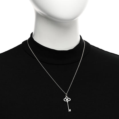 Tiffany 18K White Gold Diamond Mini Crown Key Pendant Necklace 2 of 5