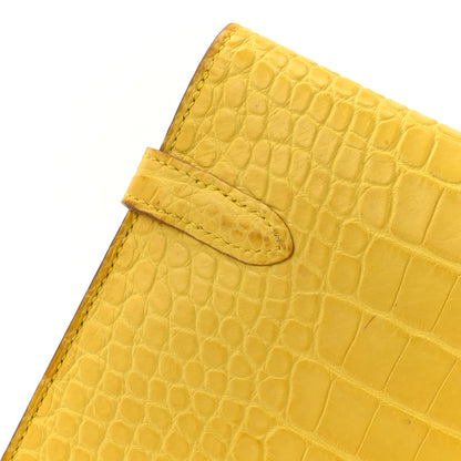 Hermes Matte Alligator Kelly Longue Wallet Mimosa 13 of 14