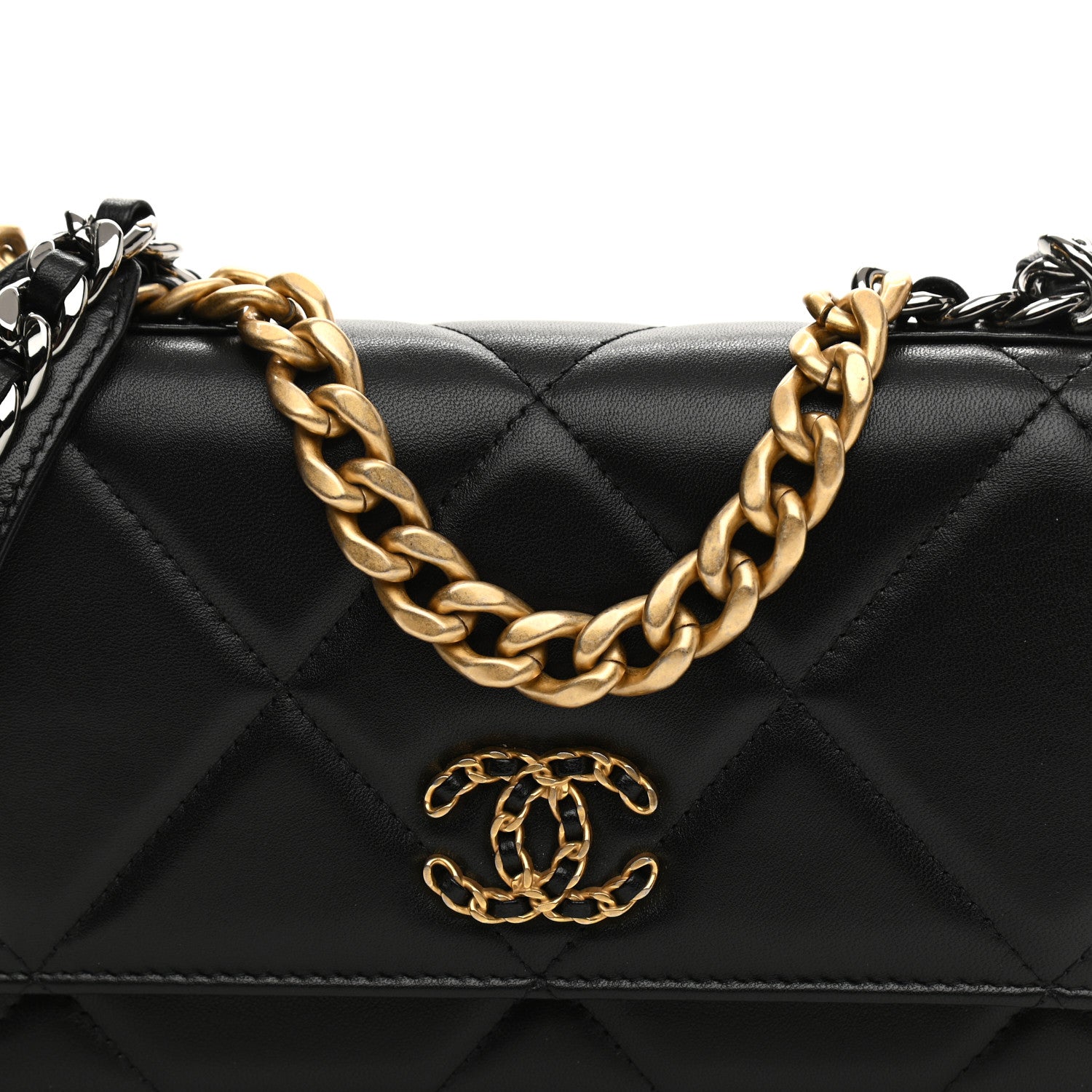 Chanel Lambskin Quilted Chanel 19 Wallet On Chain WOC Black 9 of 13
