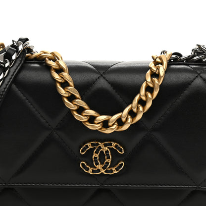 Chanel Lambskin Quilted Chanel 19 Wallet On Chain WOC Black 9 of 13