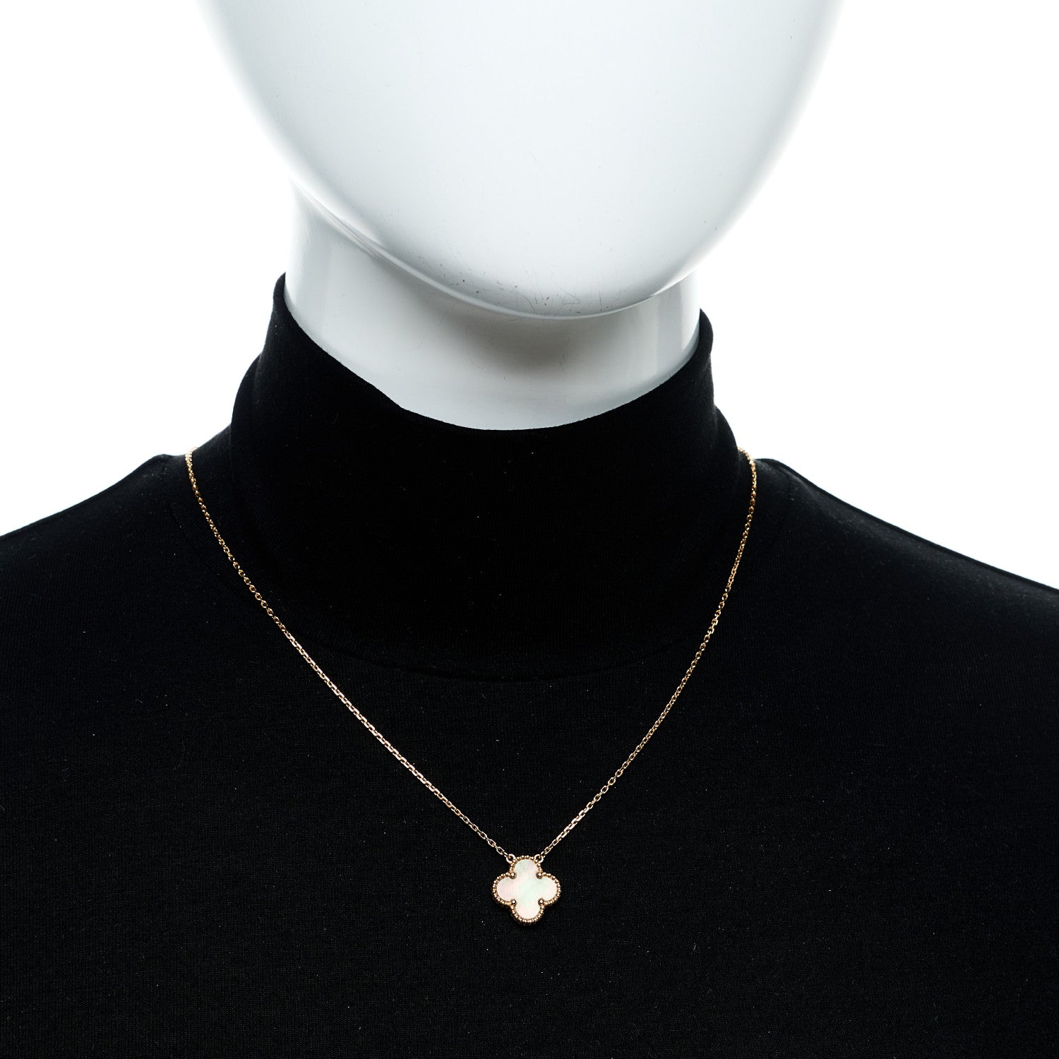 Van Cleef & Arpels 18K Rose Gold Gray Mother of Pearl Vintage Alhambra Pendant Necklace 2 of 5