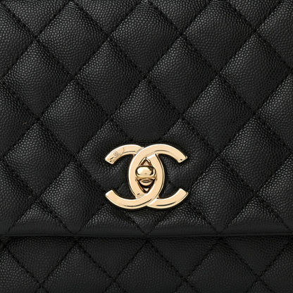 Chanel Caviar Lizard Embossed Quilted Small Coco Handle Flap Black 8 of 11