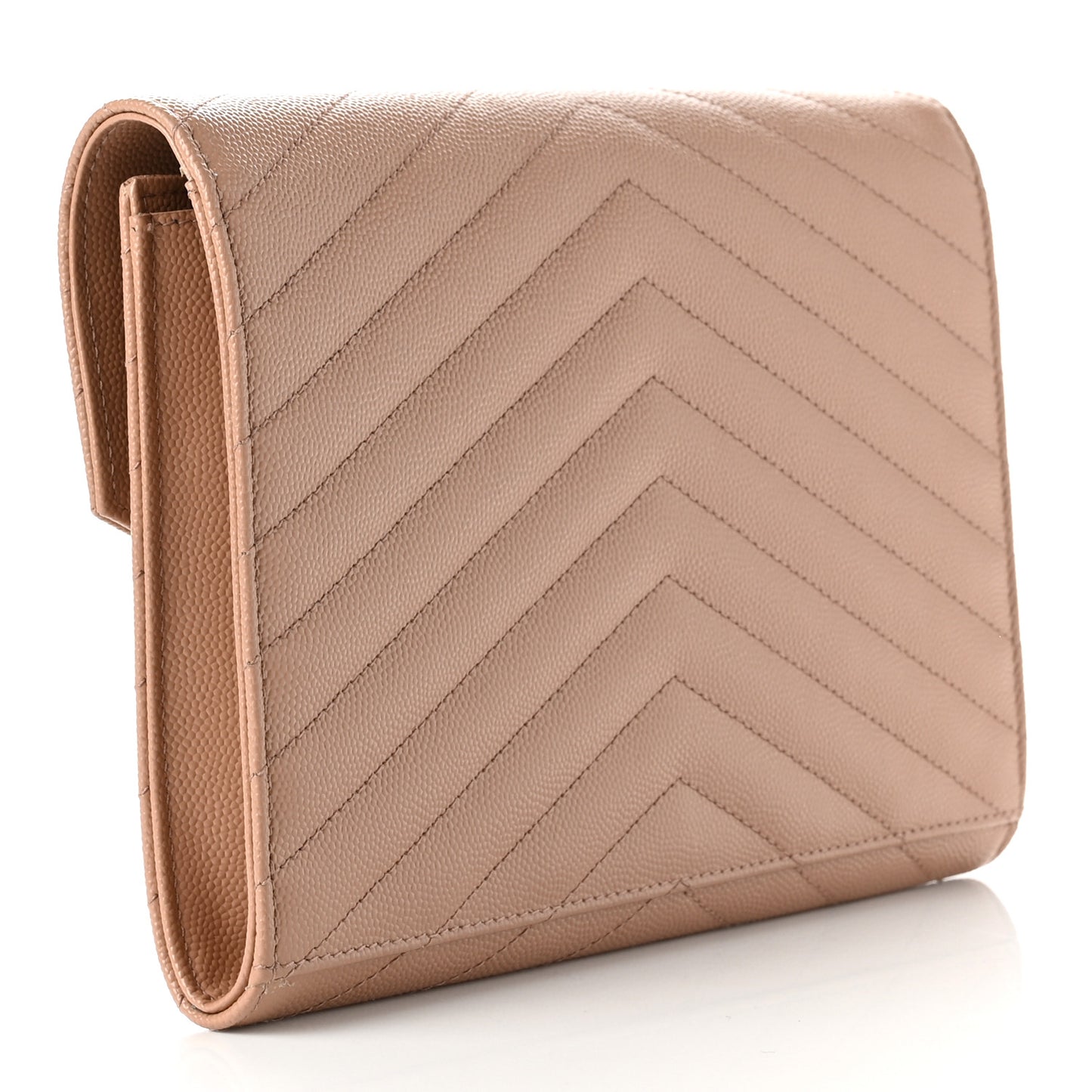 Grain De Poudre Matelasse Chevron Monogram Envelope Clutch Vintage Peach