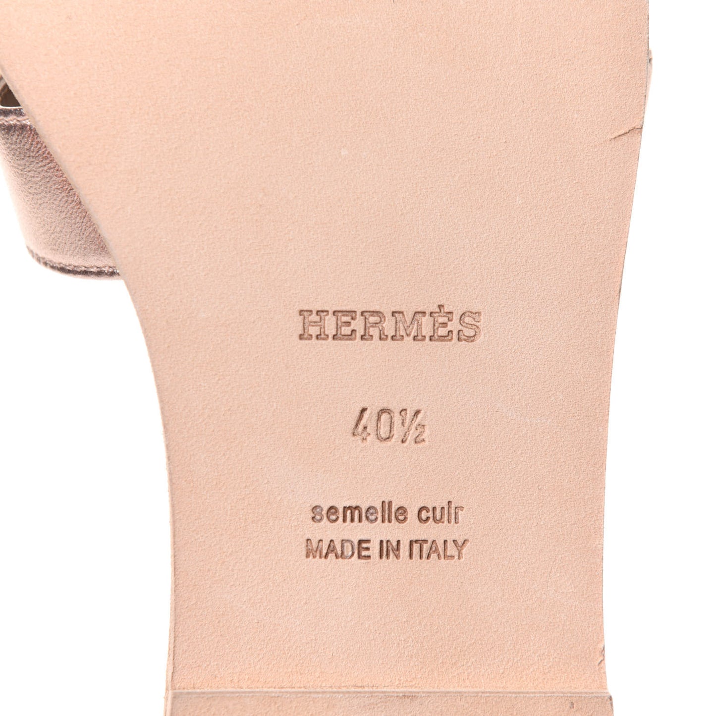 Metallic Calfskin Oran Sandals 40.5 Rose Dore