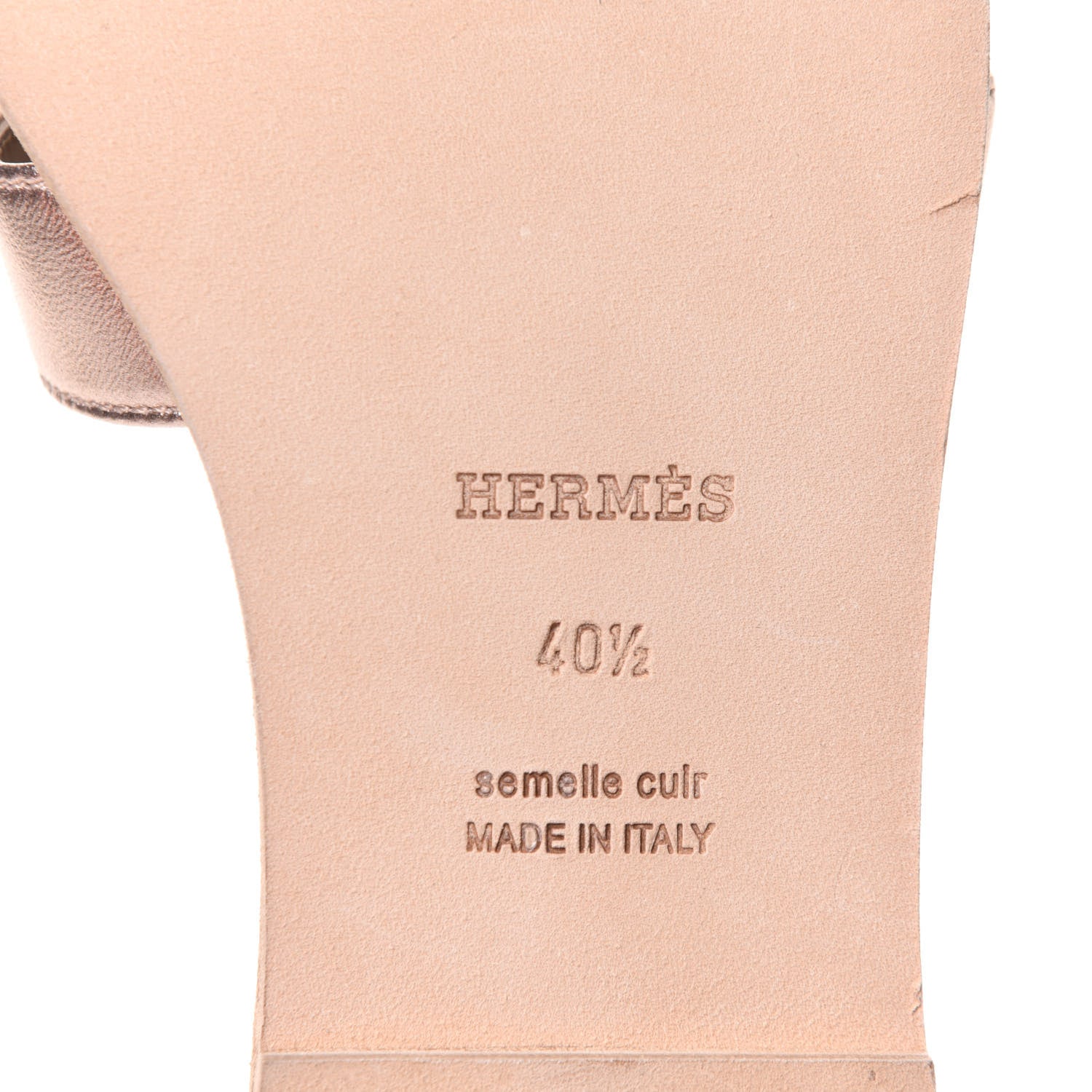 Hermes Metallic Calfskin Oran Sandals 40.5 Rose Dore 6 of 8