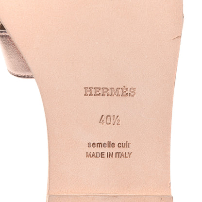 Hermes Metallic Calfskin Oran Sandals 40.5 Rose Dore 6 of 8