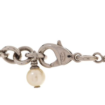 Chanel Graduated Pearl Crystal CC Long Necklace Silver 5 of 6