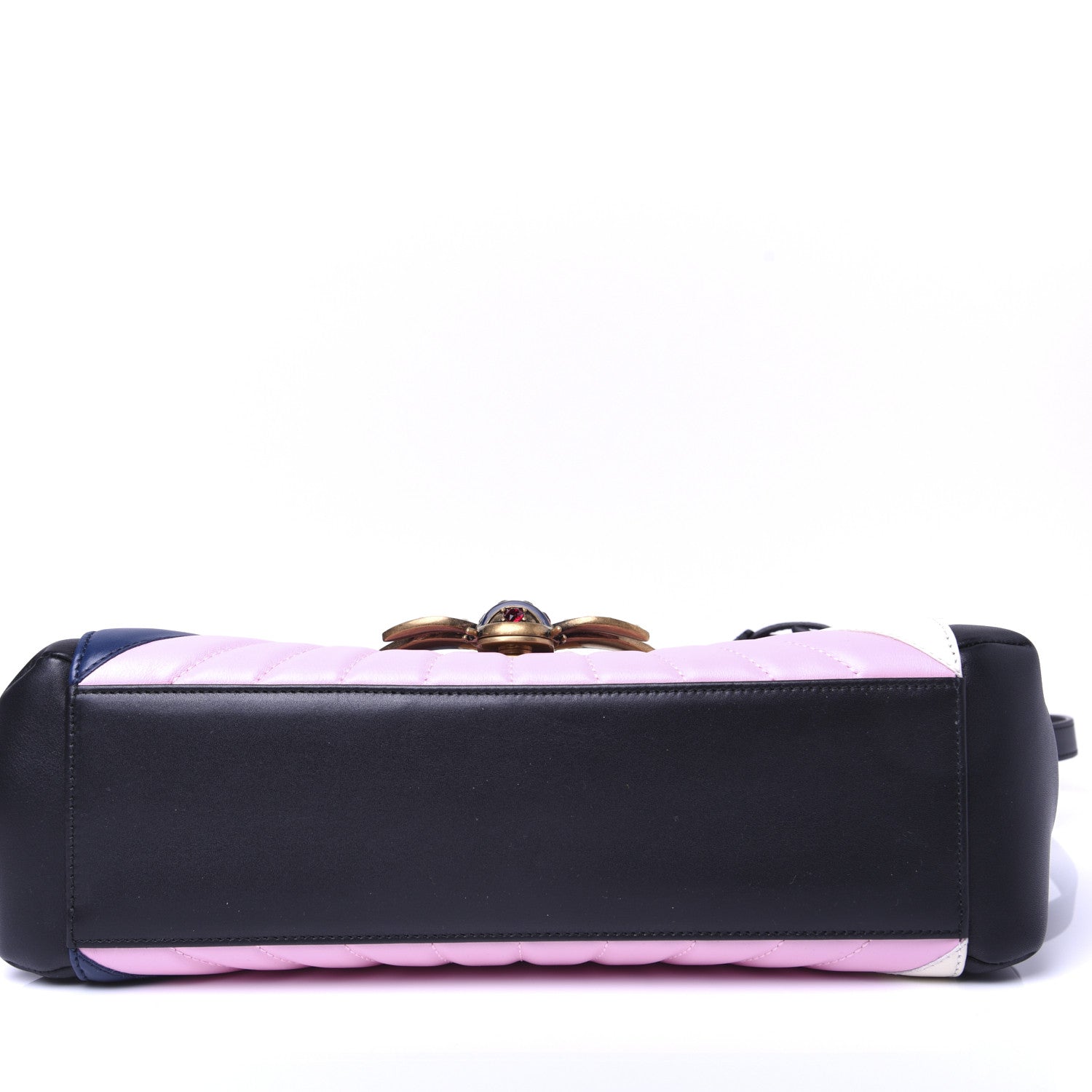 Gucci Calfskin Bamboo Trapuntata Queen Margaret Top Handle Bag Blue Agata Hibiscus Red Mystic White Sugar Pink 11 of 20