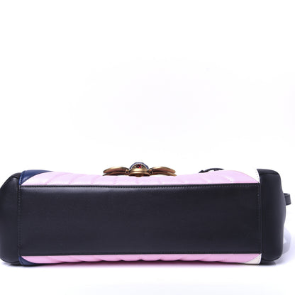 Gucci Calfskin Bamboo Trapuntata Queen Margaret Top Handle Bag Blue Agata Hibiscus Red Mystic White Sugar Pink 11 of 20