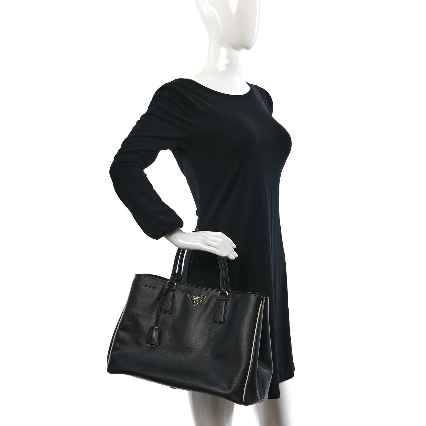 Saffiano Lux Large Tote Black Talco