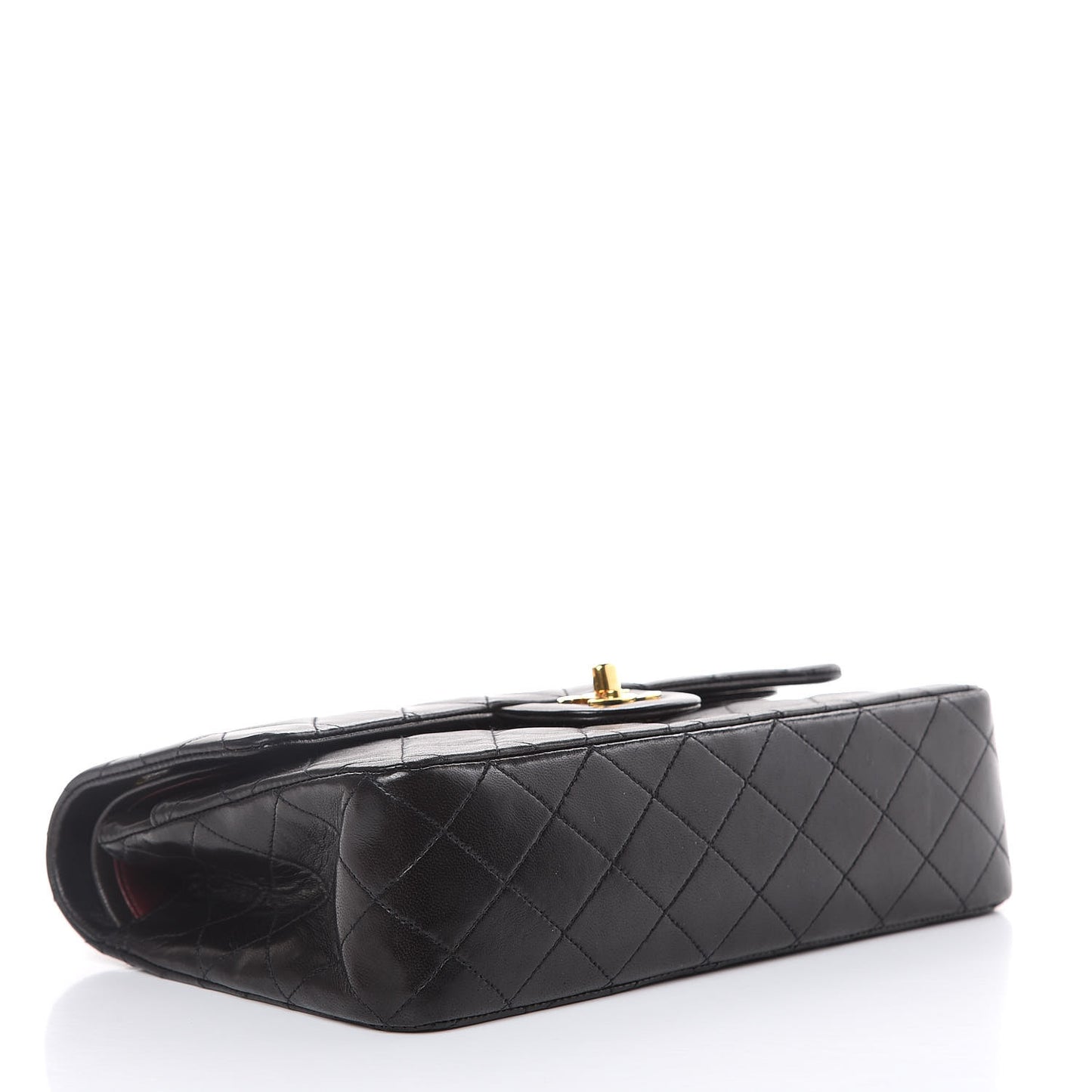 Lambskin Quilted Medium Double Flap Black