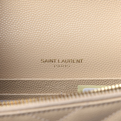 Saint Laurent Grain De Poudre Matelasse Chevron Monogram Envelope Chain Wallet Nude Powder 6 of 11