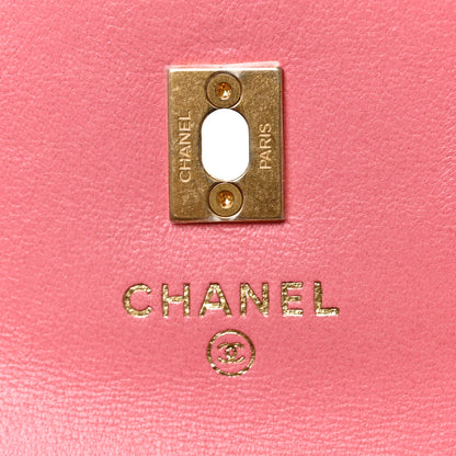 Chanel Lambskin Quilted Pearl Crush Card Holder With Chain Pink 5 of 9