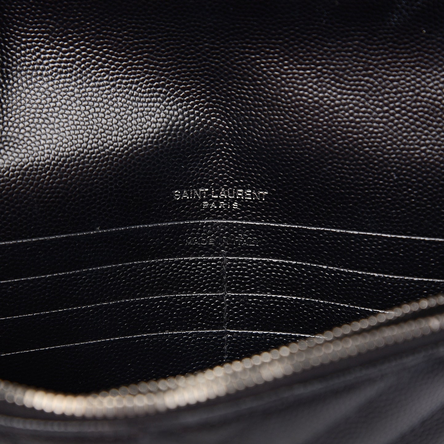 Grain De Poudre Matelasse Chevron Monogram Envelope Chain Wallet Black