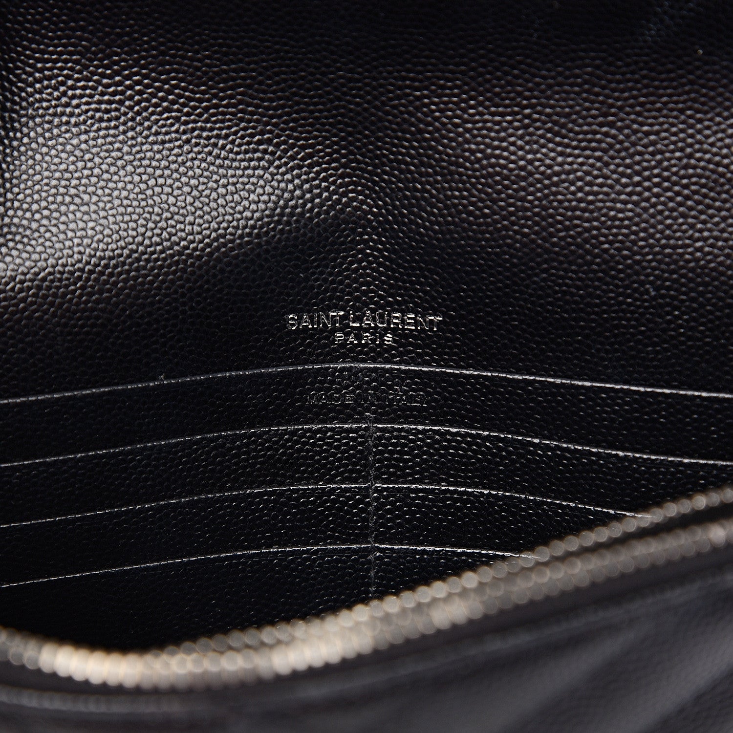 Saint Laurent Grain De Poudre Matelasse Chevron Monogram Envelope Chain Wallet Black 5 of 11