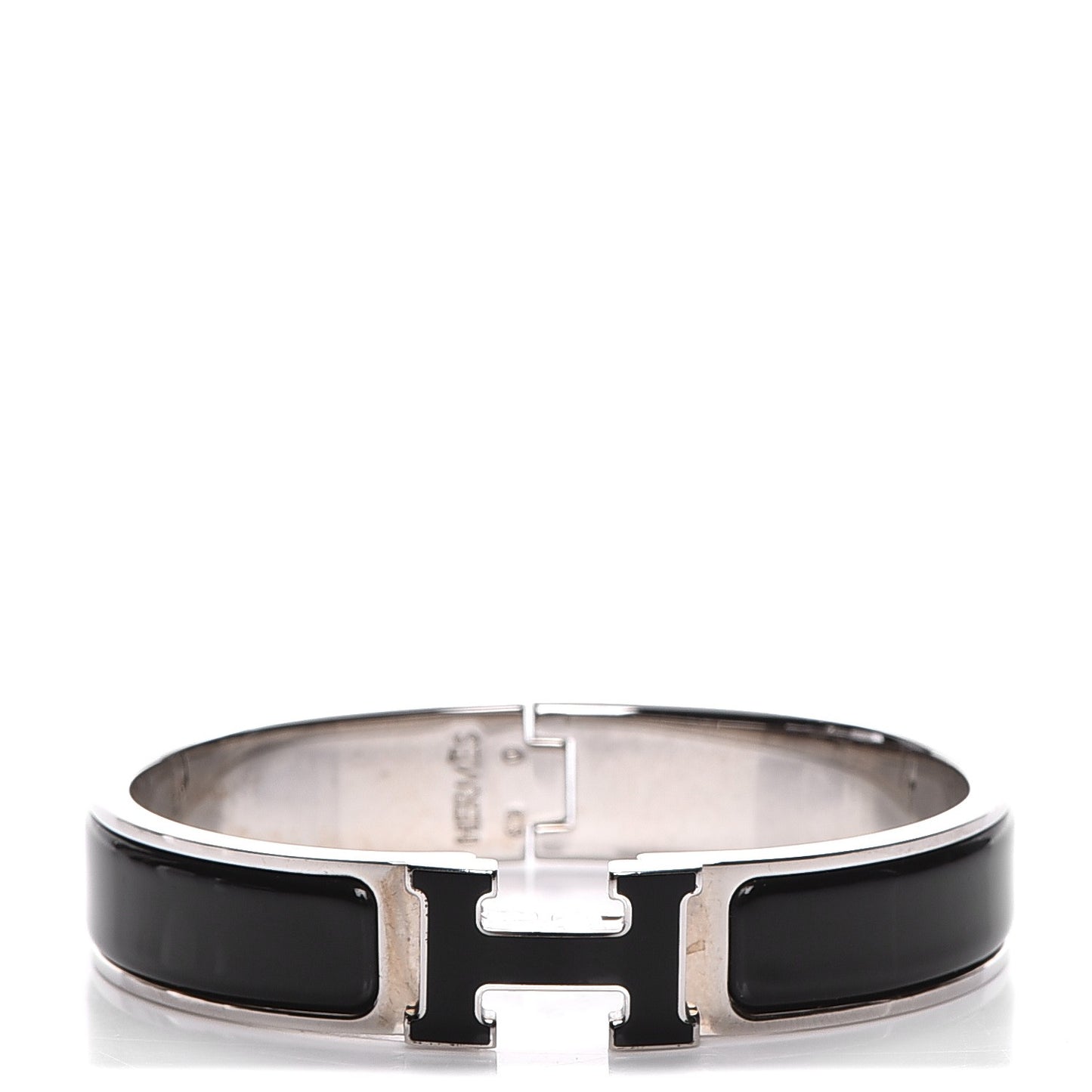 Enamel Narrow Clic Clac H Bracelet PM Black