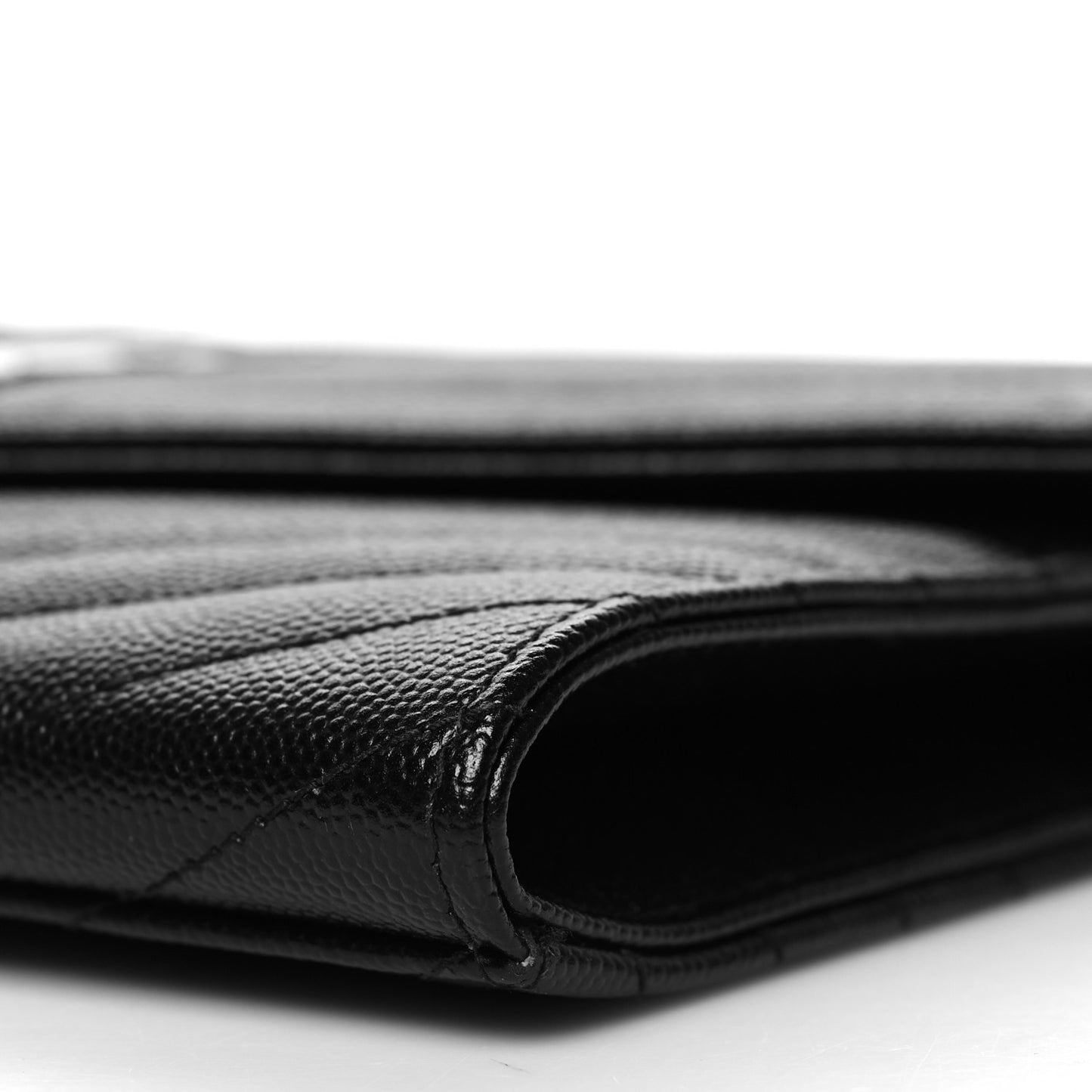 Grain De Poudre Matelasse Chevron Monogram Envelope Clutch Black