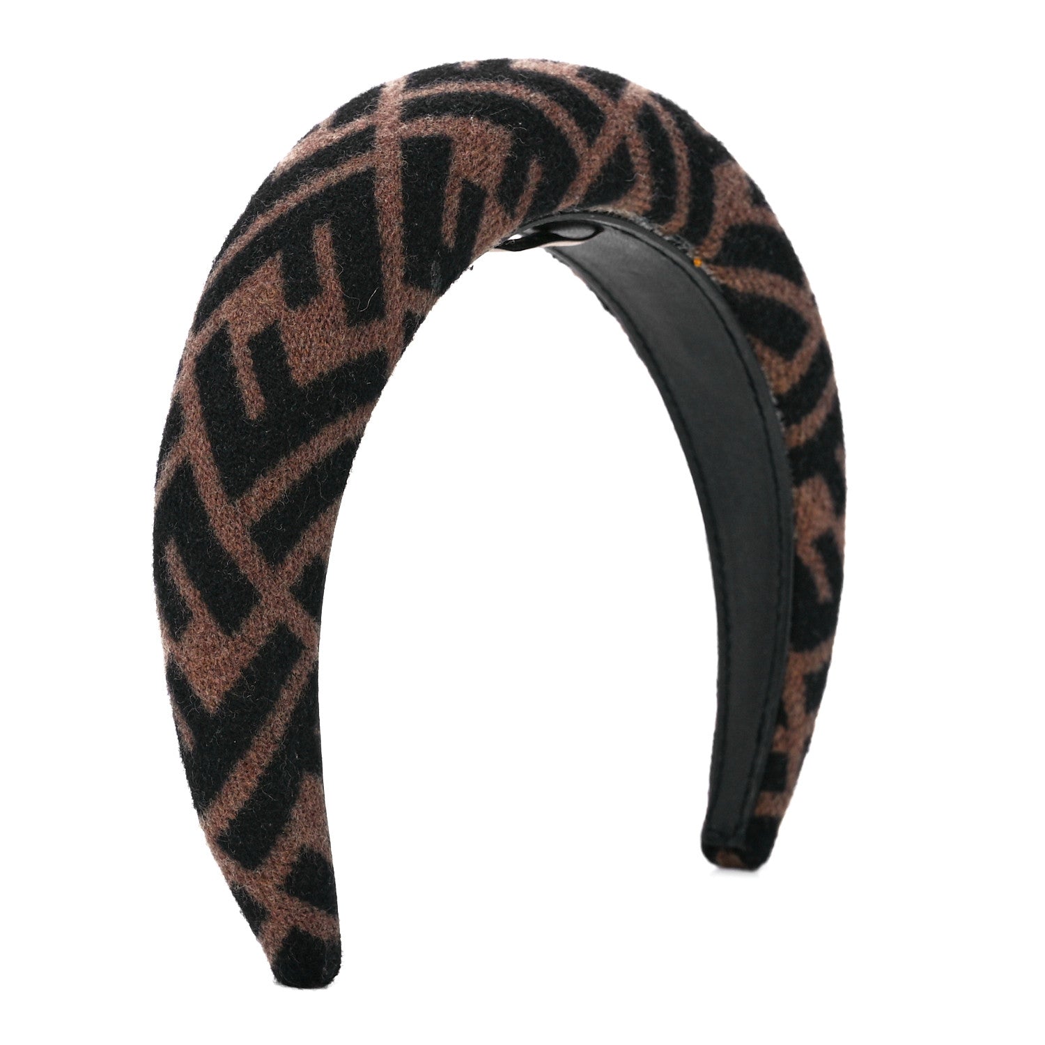Fendi Wool Cashmere FF Logo Headband Tobacco 2 of 8