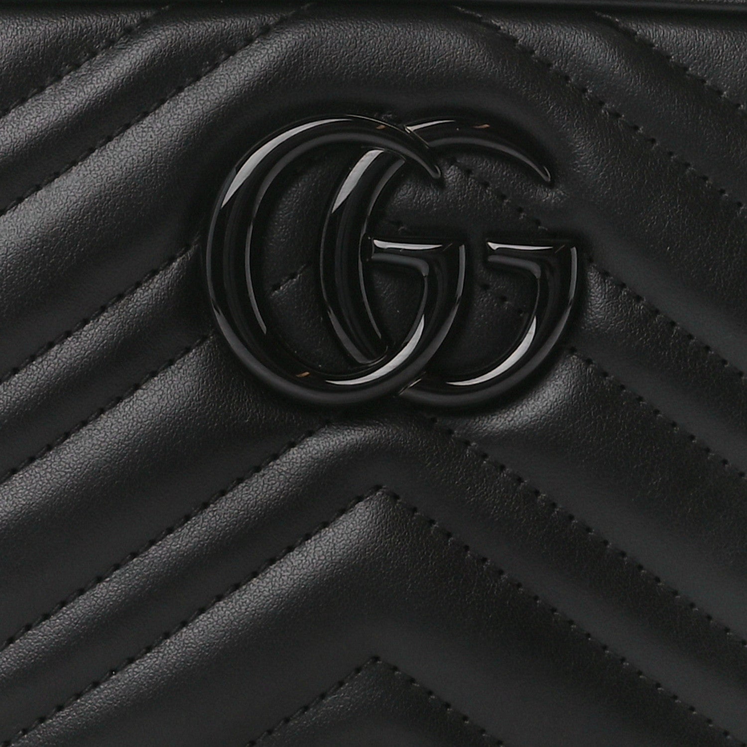 Gucci Calfskin Matelasse Monochrome Small GG Marmont Chain Shoulder Bag Black 9 of 12
