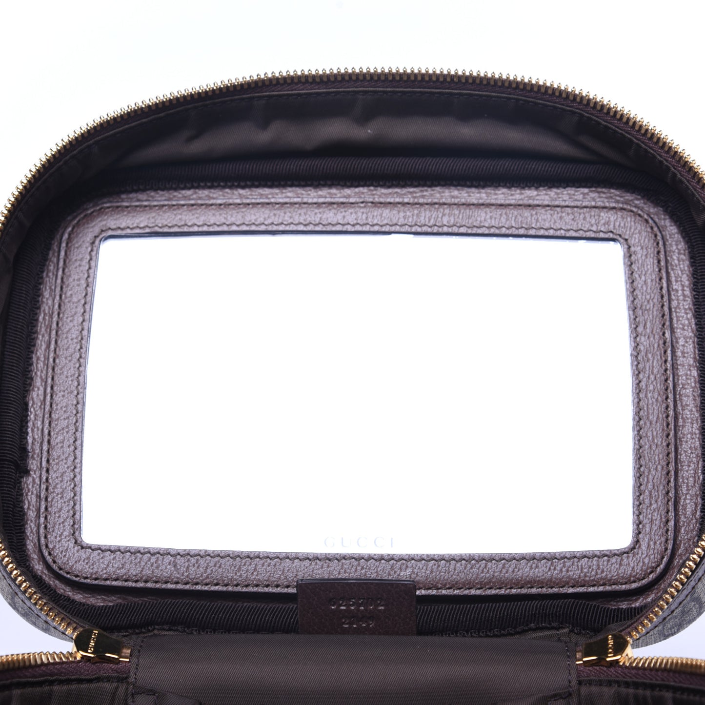 GG Supreme Monogram Textured Calfskin Web Small Ophidia Vanity Cosmetic Case Beige Ebony New Acero