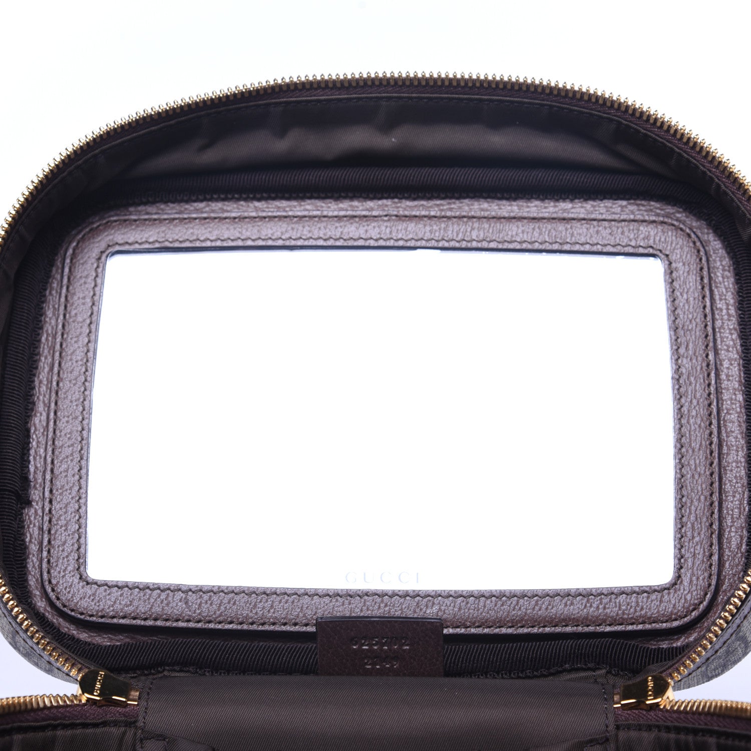 Gucci GG Supreme Monogram Textured Calfskin Web Small Ophidia Vanity Cosmetic Case Beige Ebony New Acero 10 of 14