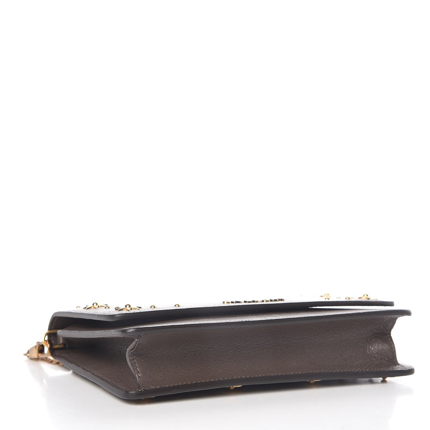 Goatskin Embellished Pandora Chain Wallet Heather Grey