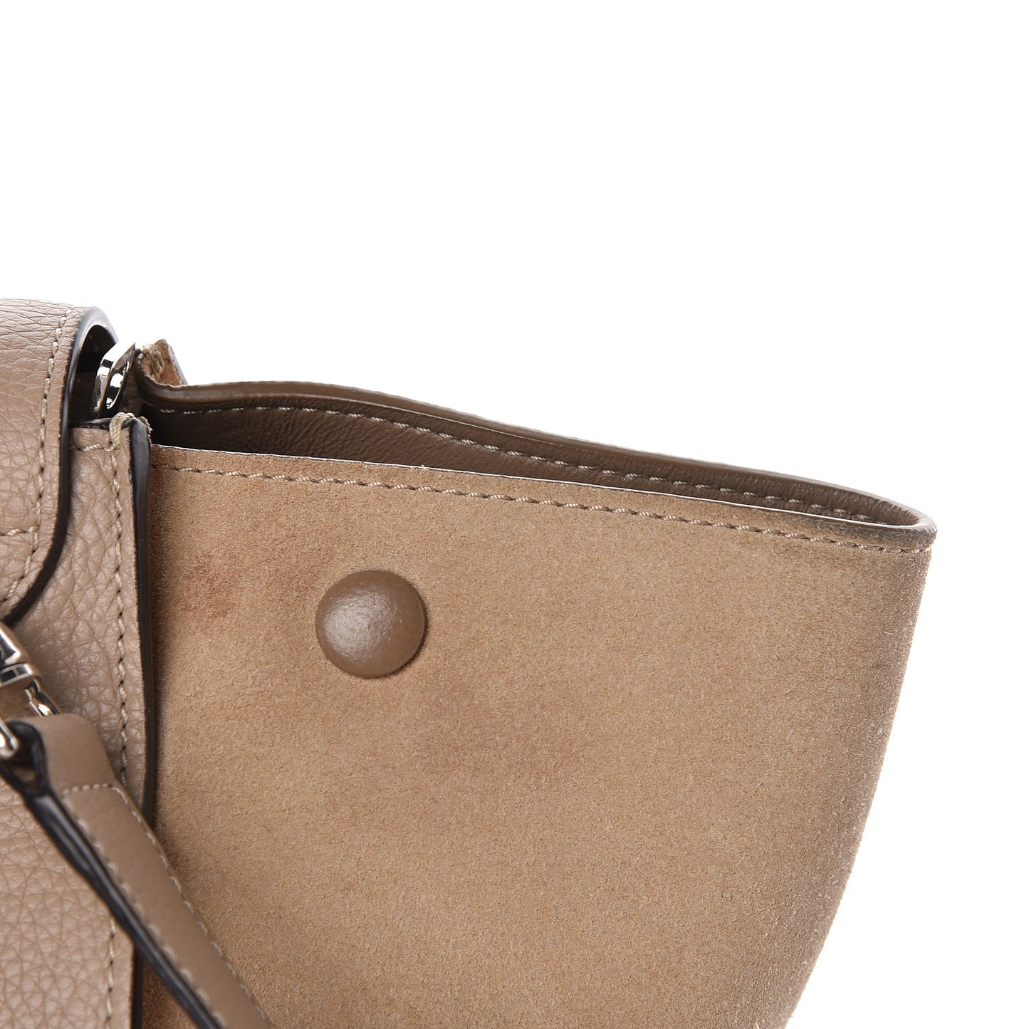 Drummed Calfskin Suede Small Trapeze Dune
