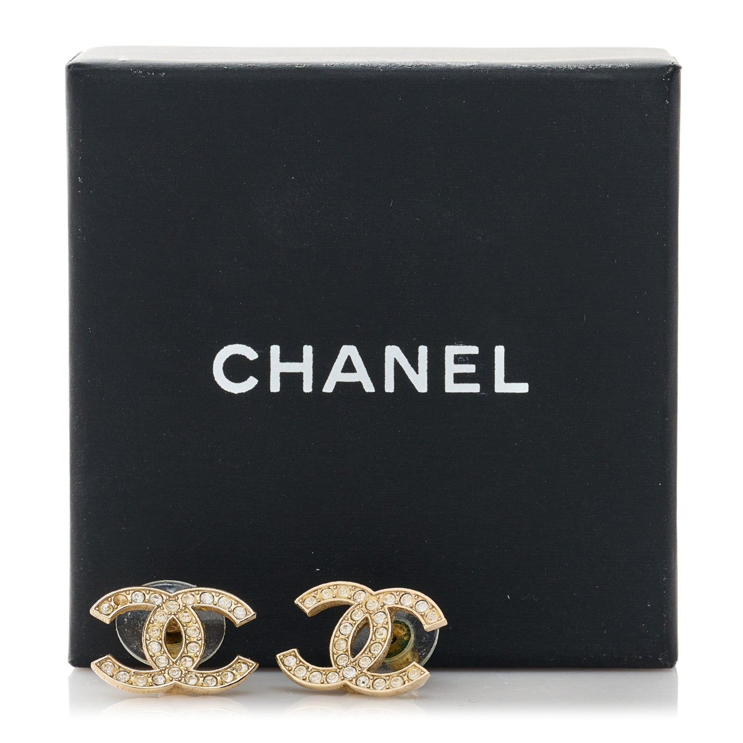 Chanel Crystal CC Earrings Light Gold 2 of 6