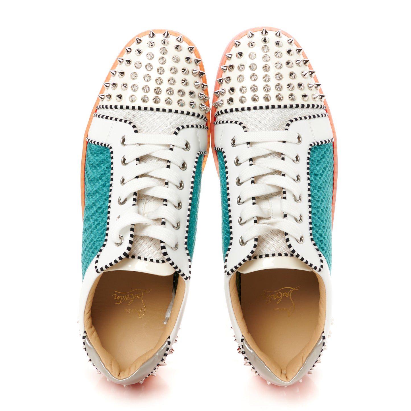 Patent Calfskin Mesh Suede Seavaste Flat Sneakers 44 Multicolor