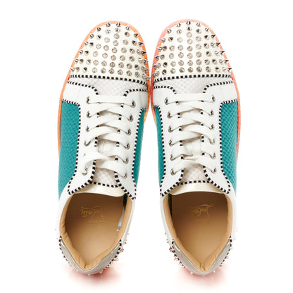 Christian Louboutin Patent Calfskin Mesh Suede Seavaste Flat Sneakers 44 Multicolor 2 of 11