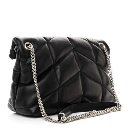 Saint Laurent Lambskin Quilted Small Loulou Puffer Monogram Chain Satchel Black 3 of 11