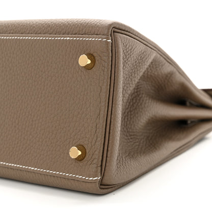Hermes Taurillon Clemence Kelly Retourne 28 Etoupe 10 of 11