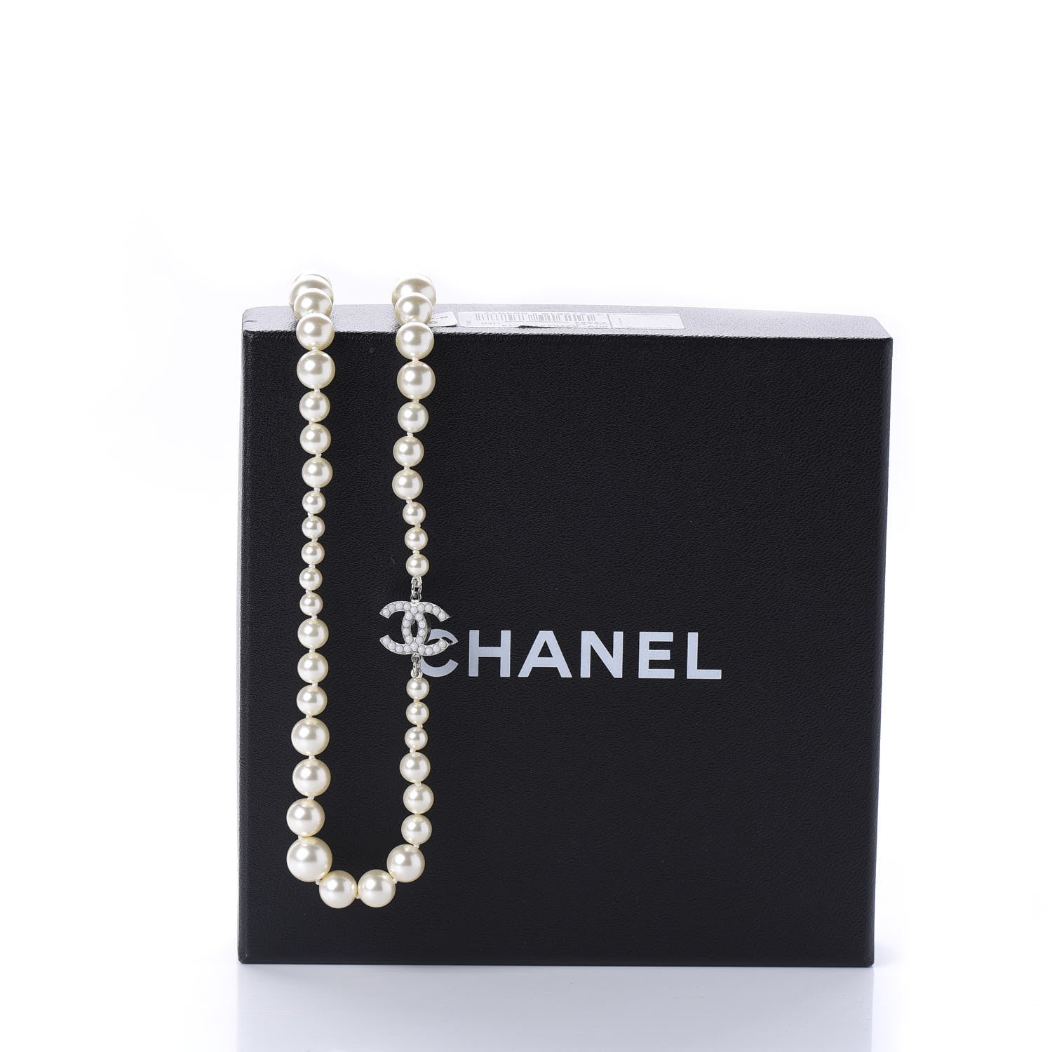 Chanel Crystal Pearl CC Short Necklace Silver 6 of 6