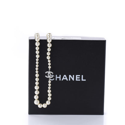Chanel Crystal Pearl CC Short Necklace Silver 6 of 6