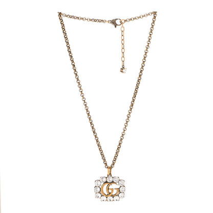 Gucci Crystal Embellished Double G Necklace Aged Gold 3 of 7