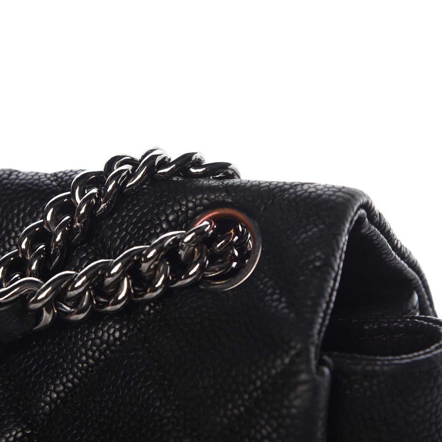 Iridescent Caviar Quilted Medium Lady Pearly Flap Black