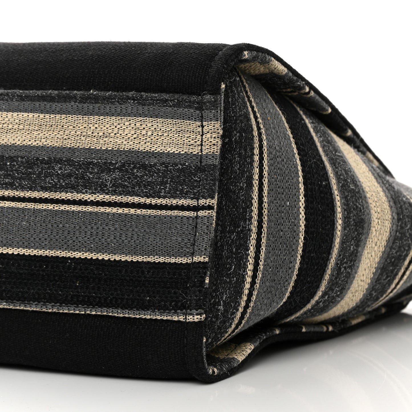 Striped Canvas Medium Deauville Tote Grey Black