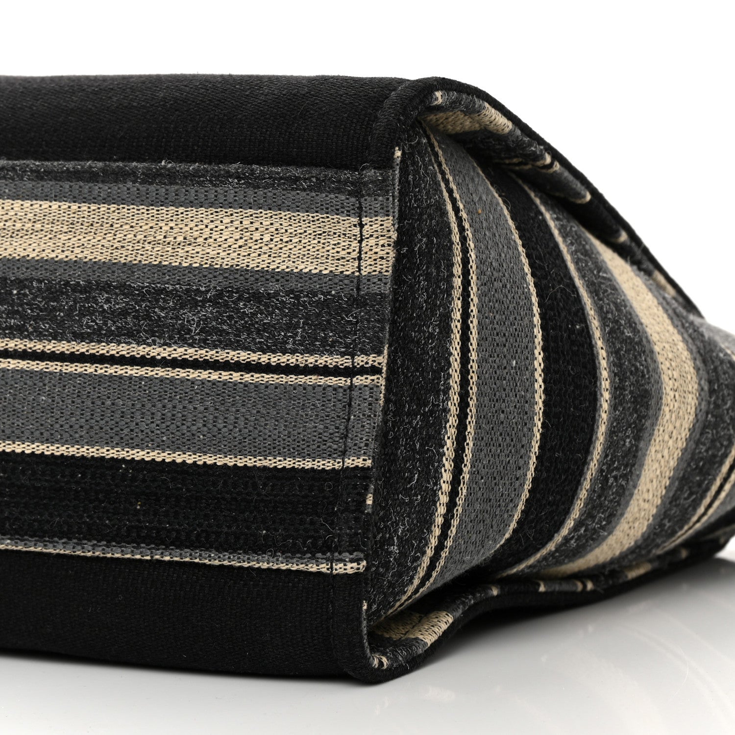 Chanel Striped Canvas Medium Deauville Tote Grey Black 10 of 14