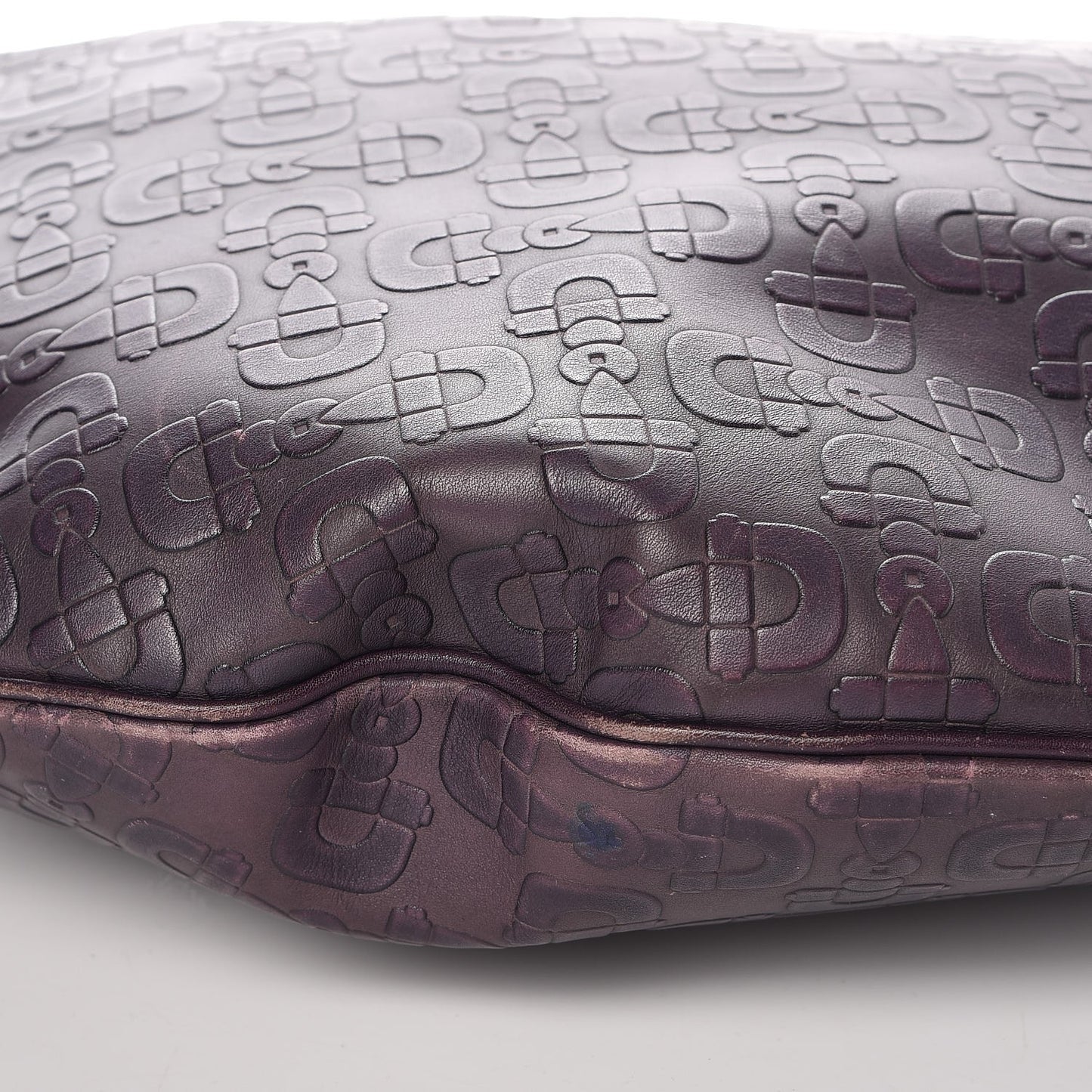 Calfskin Horsebit Embossed Glam Hobo Purple