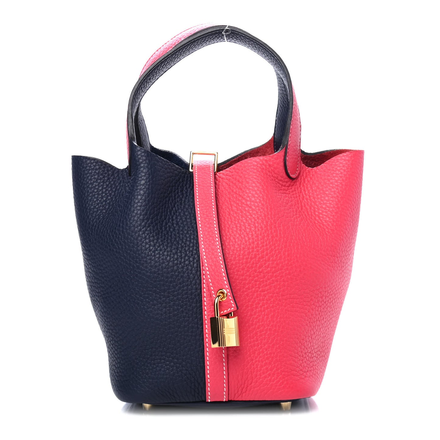 Taurillon Clemence Casaque Picotin Lock 18 PM Rose Extreme Bleu Nuit