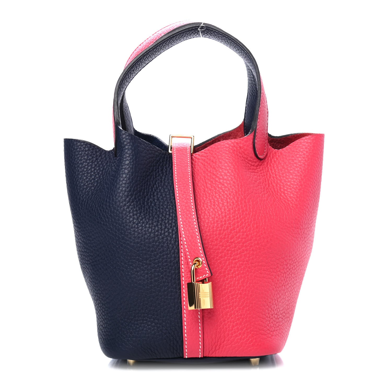 Hermes Taurillon Clemence Casaque Picotin Lock 18 PM Rose Extreme Bleu Nuit 1 of 4