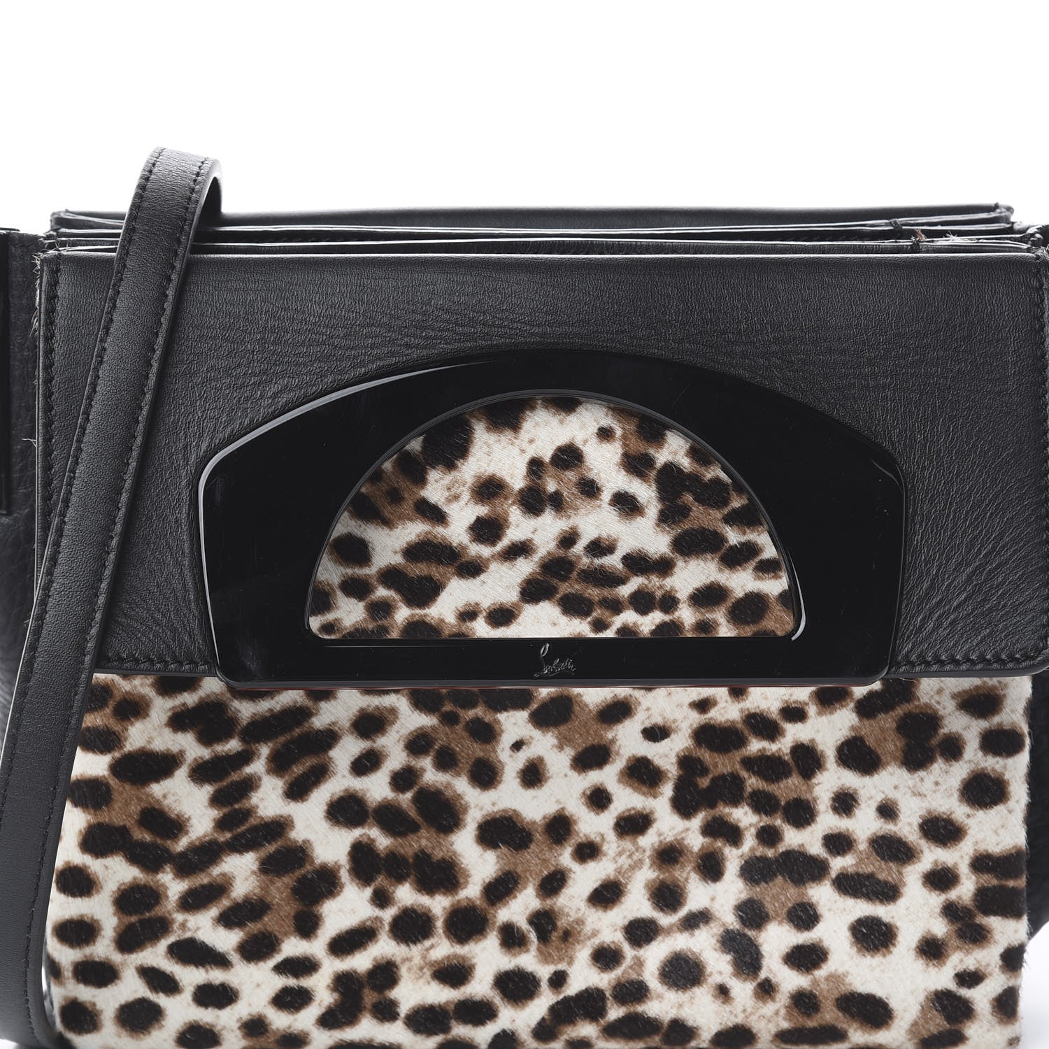 Christian Louboutin Calf Hair Leopard Print Passage Messenger Bag Black 8 of 8