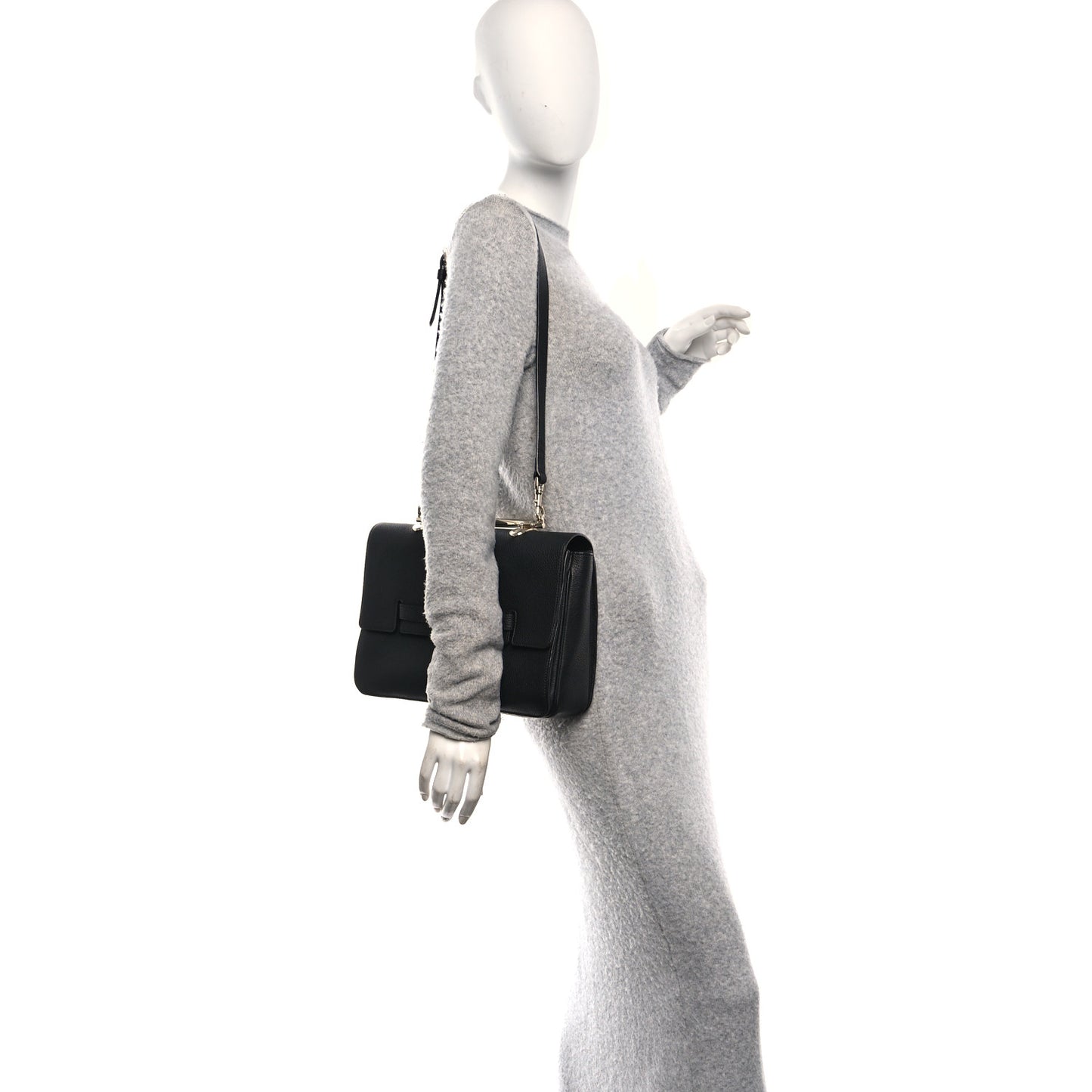 Grainy Calfskin Large Bayswater Shoulder Bag Black
