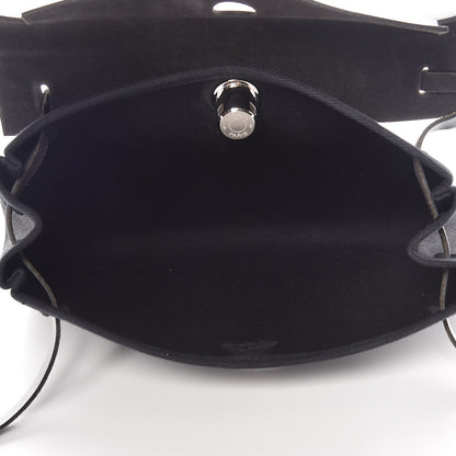 Hermes Toile Vache Calfskin Herbag Clutch Black 5 of 7