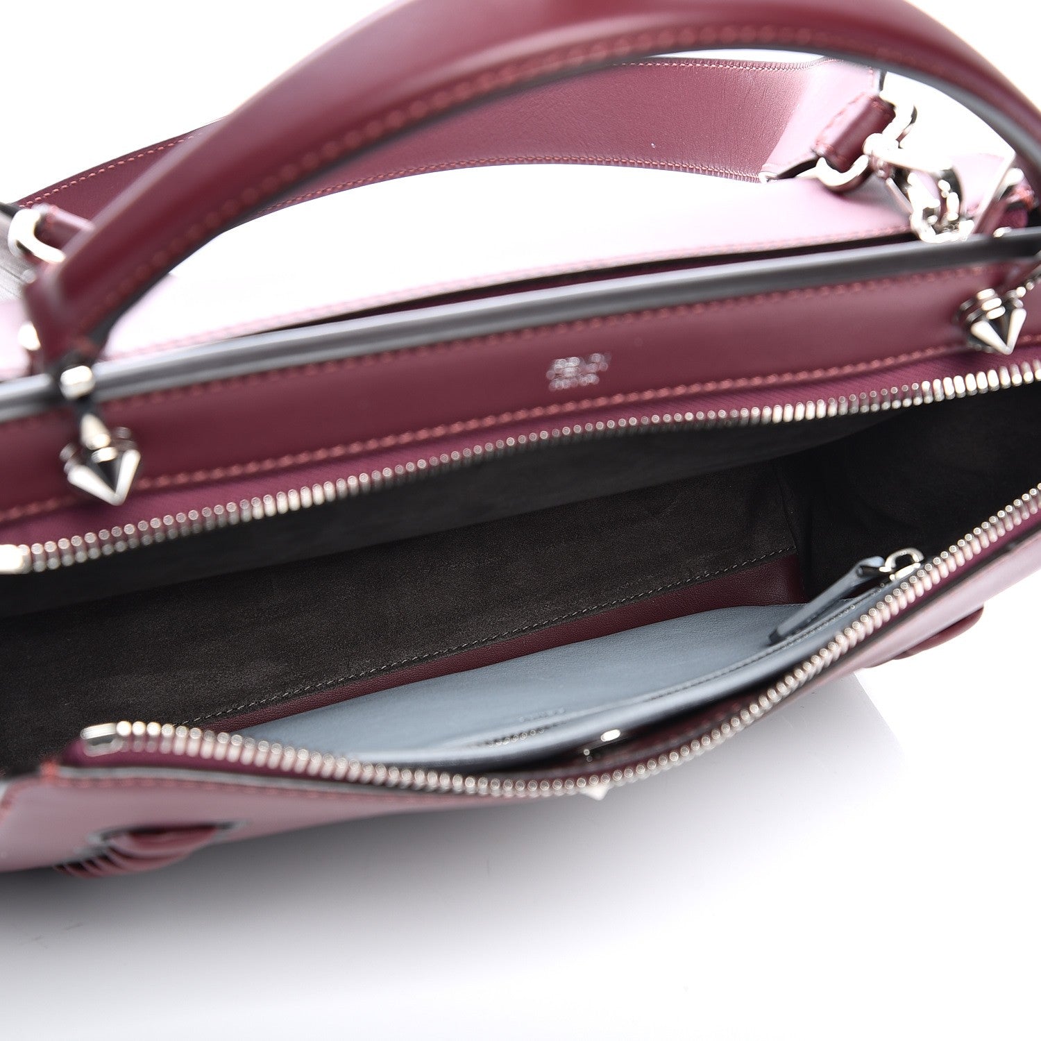 Fendi Vitello Baltico Dolce Shiny Nappa Lace Up DotCom Satchel Bordeaux 7 of 9