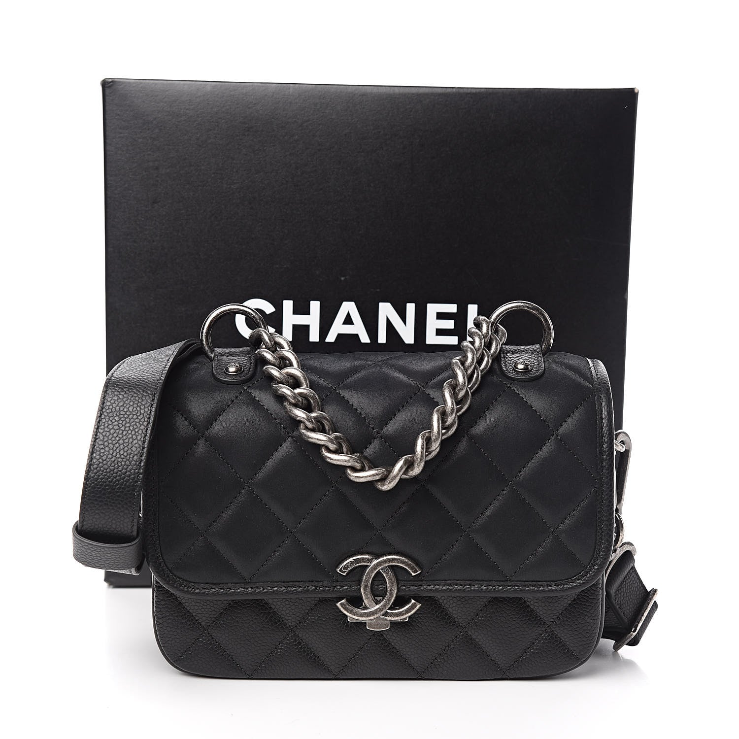 Chanel Caviar Iridescent Calfskin Quilted Small Daily Carry Messenger Black 12 of 12