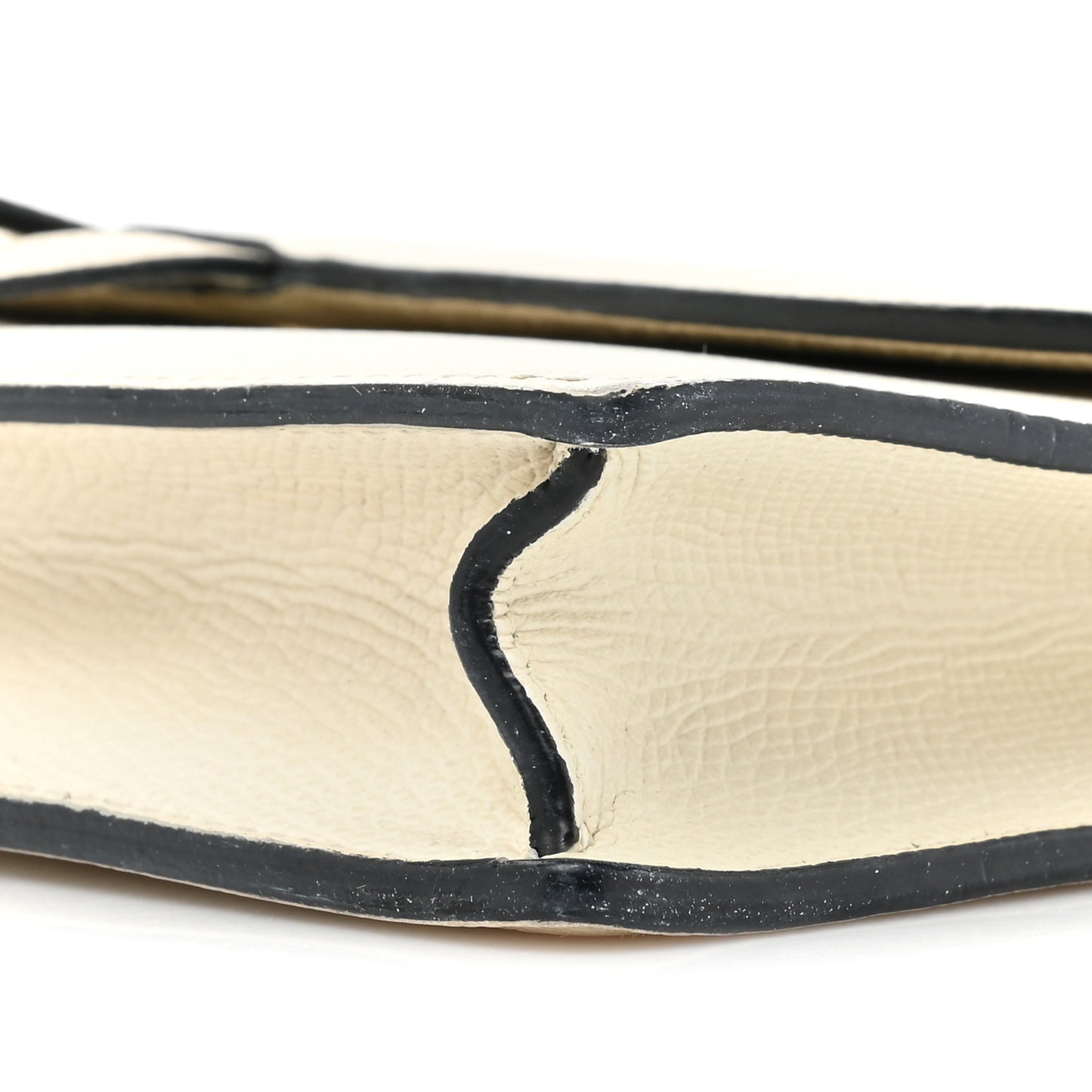 Grained Calfskin Saddle Chain Pouch Off White