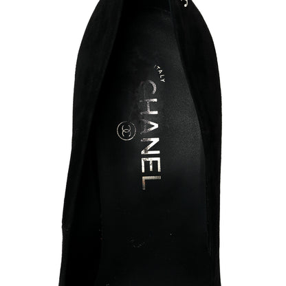 Chanel Suede Calfskin CC Pump 41 Black 6 of 8