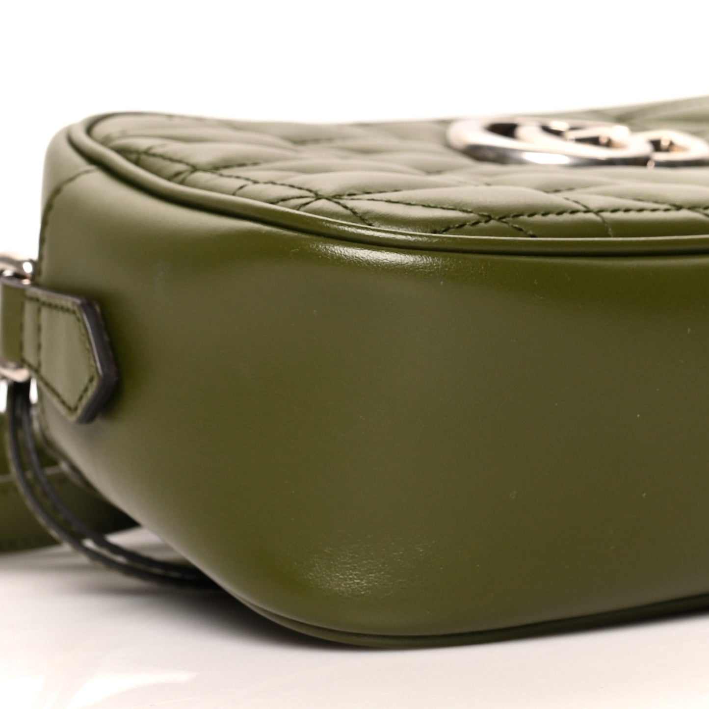 Calfskin Matelasse Aria Small GG Marmont Chain Shoulder Bag Military Wood